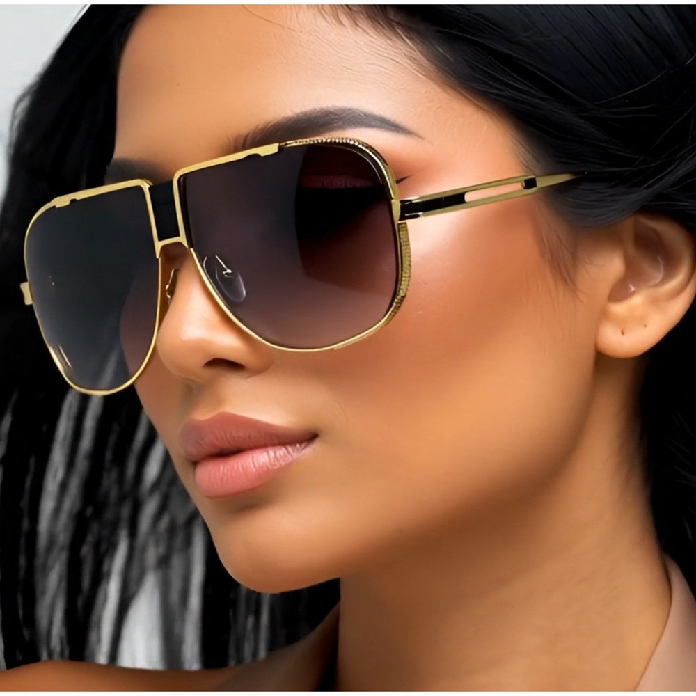 Sunglasses Vintage Pilot Square Trendy Women Metal Steampunk Fishing Driving New